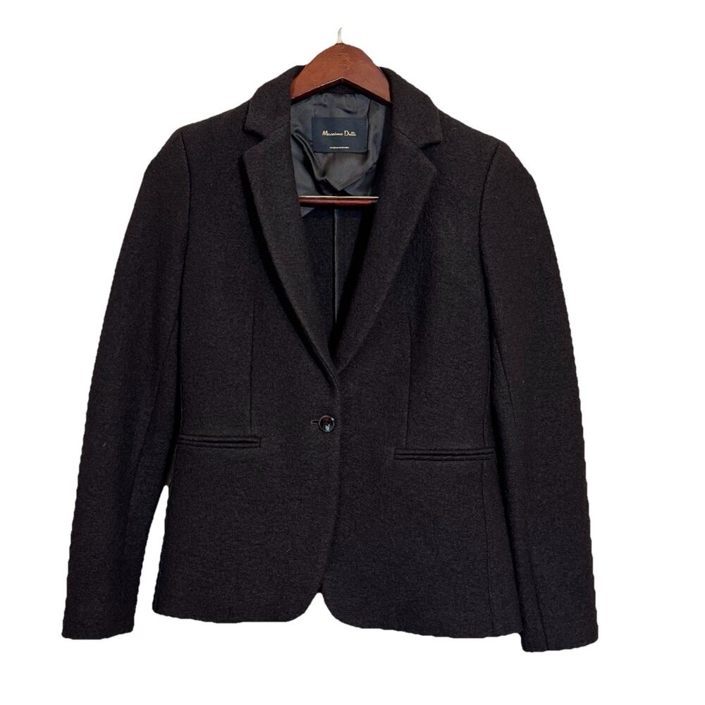 Massimo Dutti Women’s 1 Button Blazer Jacket EU 38 Small 6 Black Wool Office